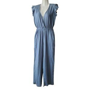 BLUE LINEN JUMPSUIT SIZE SMALL NEW WITH TAGS